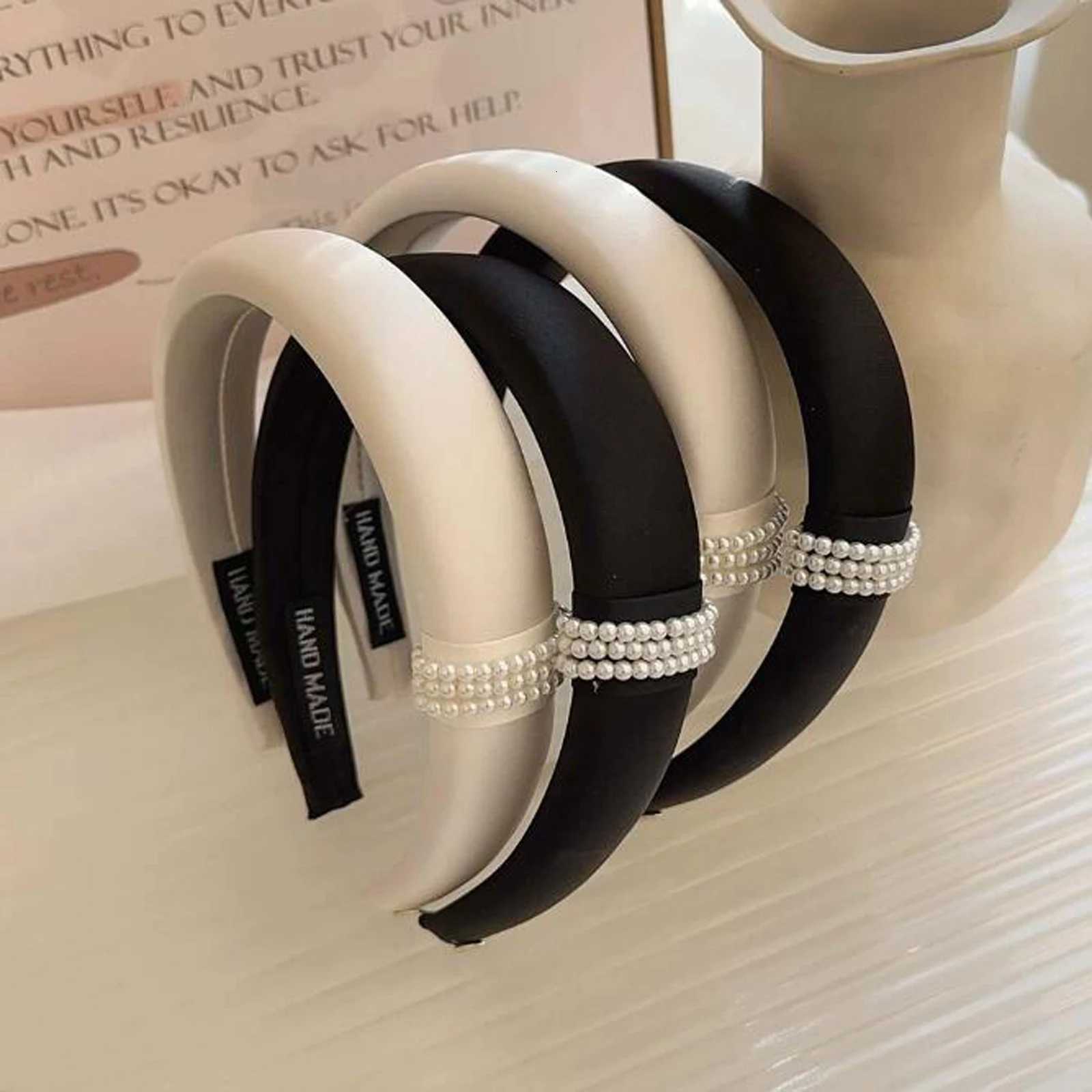 PROLY New Fashion Band For Women Side Knot Pearls Hair Accessories Autumn Solid Color Gentleman Casual Hair Accessories Y250808