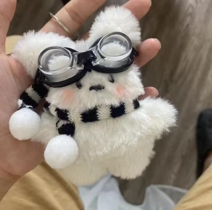 Fashion Little Milk Dog Keychain Instagram Bow Pendant Cute Plush Doll Pendant Animal Bow Keychain School Backpack Keychain Girl 241107