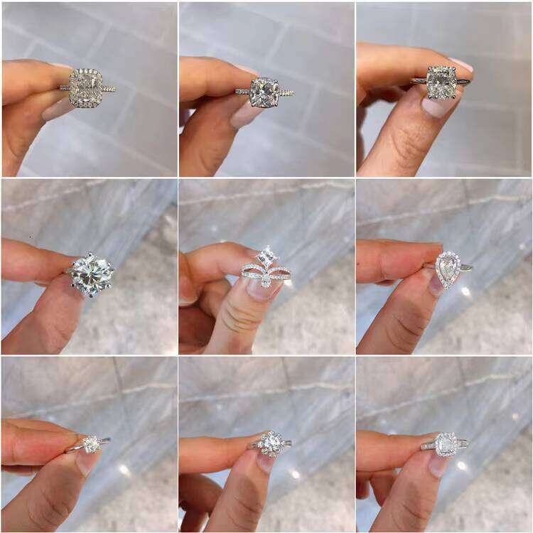 GRA 3 Stone Round Dia Band 14K White Gold 1CT2 CT VVS D Color Moissanite Ring for Women Engagement Jewelry