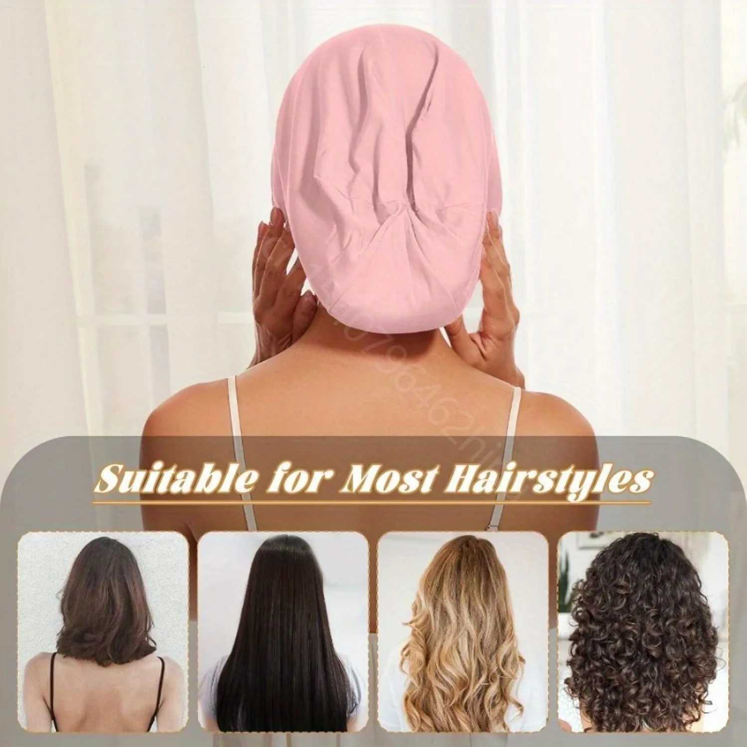 1pc Satin Bonnet for Sleeping Bonnet with Adjustable Strap for Hair Wrap Satin Lined Beanie for Women Pink Shower Cap Z250808