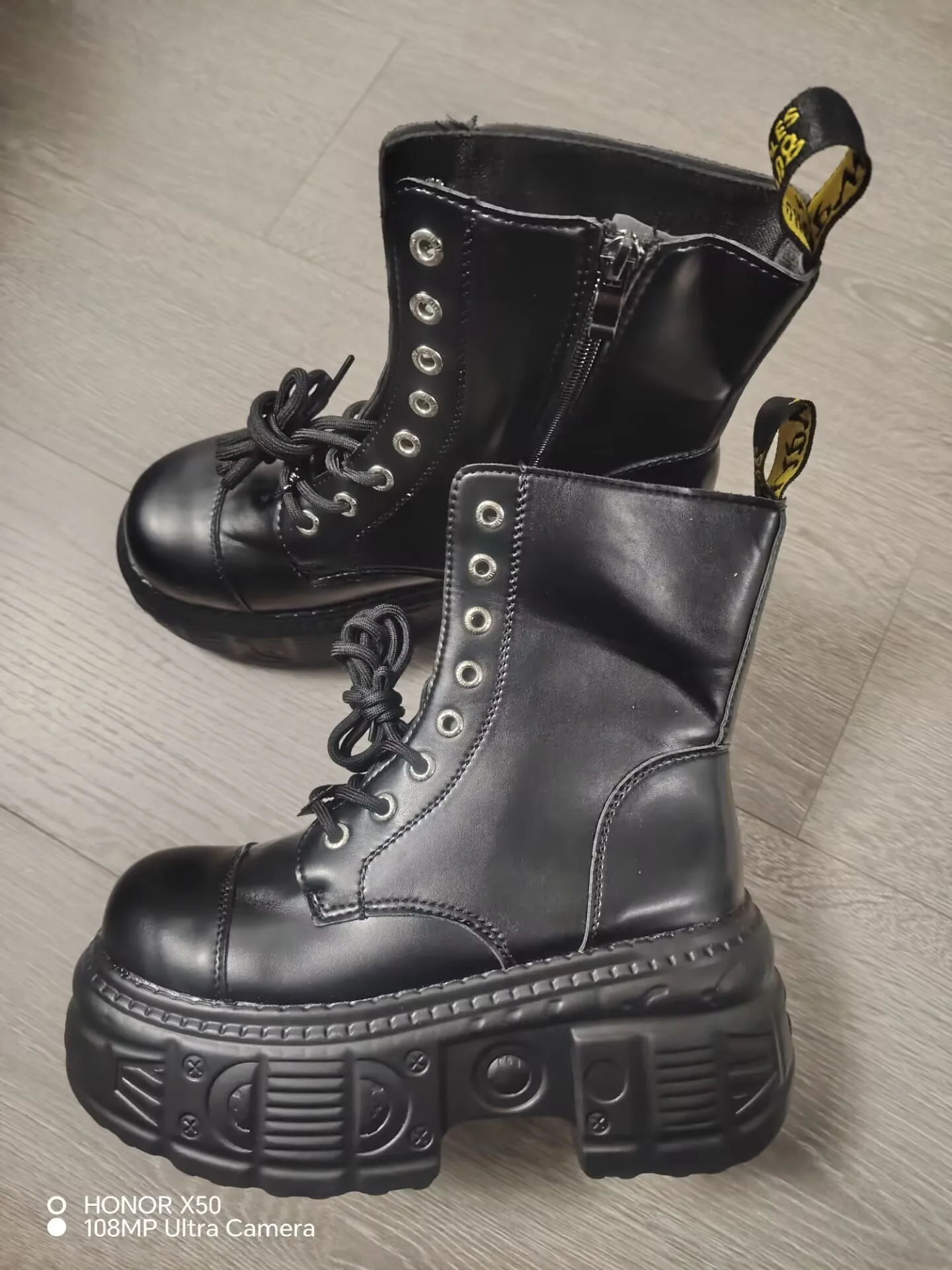 3642 Cos Female Ultrahigh Thick Bottom 9cm Punk tie Heels Women High Top Platform Boots 250801