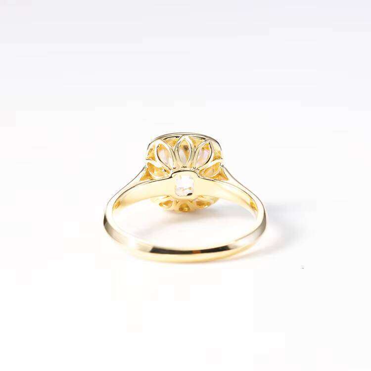 Gift Fashion Jewelry 14k Solid Gold Ring 3.5ct VVS Cushion Cut Iridescent Moissanite With Melee Engagement Rings for Women Men
