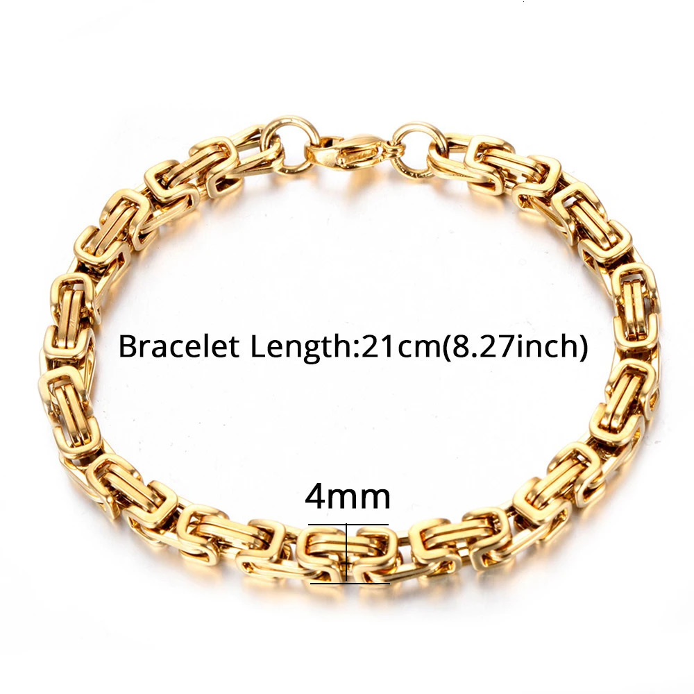 est 316L Stainless Steel Bracelet Men Women Wholelsale Wristband 4mm Gold Color Male Hand Chain Link Hip Hop Jewelry 250808