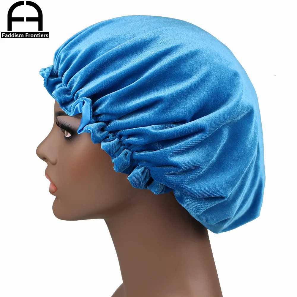 New Reversible Velvet Bonnet Satin Lined Elastic Band Bonnets Sleeping Cap Women Lady Turban Z250808