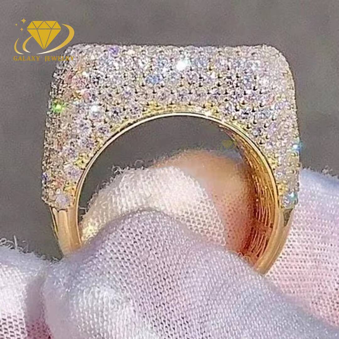 Latest Solid 10K 14K 18K Gold 925 Sterling Silver Mens Bling Rapper Hip Jewelry Iced Out Moissanite Diamond Ring