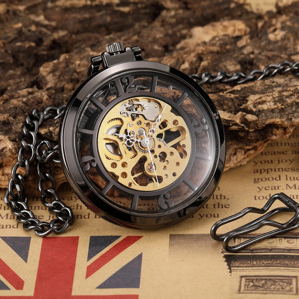 Lady Pocket Watch Skeleton Mechanical FOB VIntage Pocket Watch for Men montre de poche retro Steampunk 250807