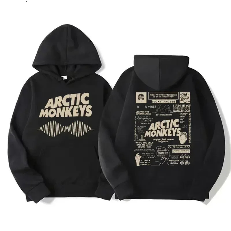 Mens retro rock Arctic monkey hooded sweatshirt hooded sweatshirt with music album patternHip Hop large retro hooded sweatshirt 250801