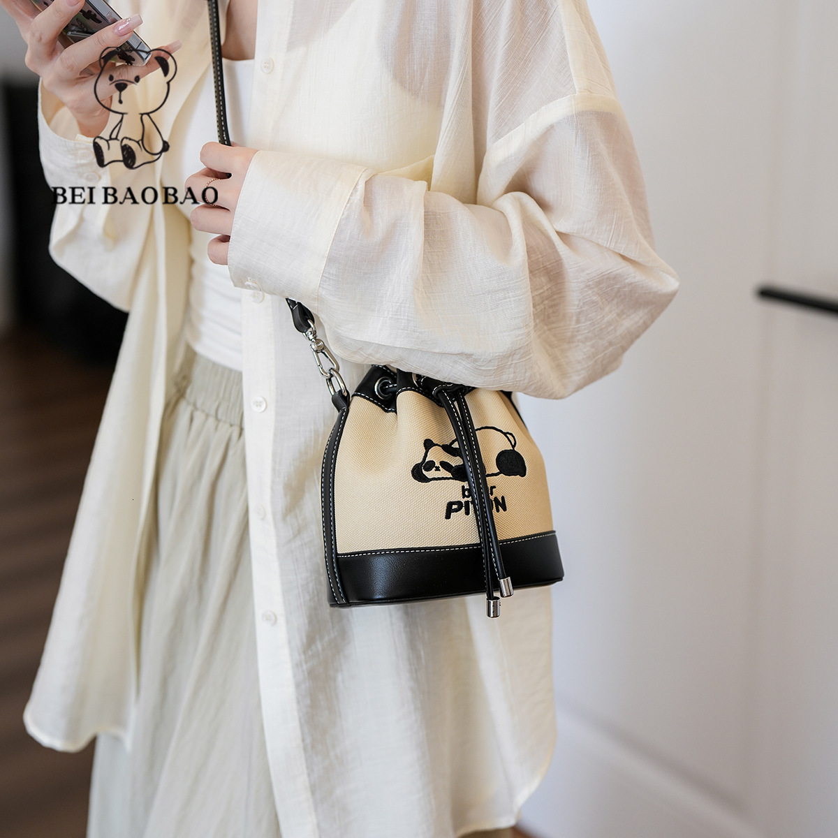 Bucket for Women, Solid Color Simple Style Handbag, Color-Block Design, Single Shoulder Crossbody Bag ddmymoon