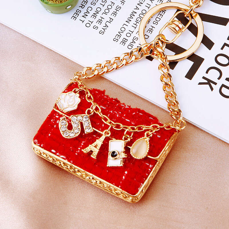 DHessentials Korean Style Fabric & Metal Keychain - Creative Crossbody Bag Charm for Women, Fashion Keyring Gift (100g)