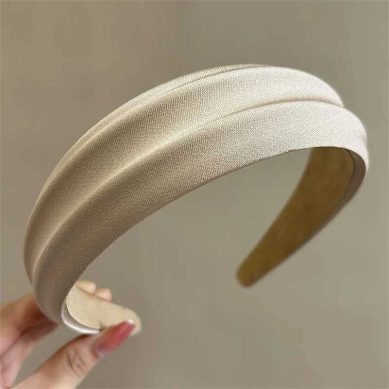 Elegant Wen High Cranium Bands Wide Brimmed Satin Cloth Handmade Fashion Fem Daily Party Pr Hair Accessories Y250808