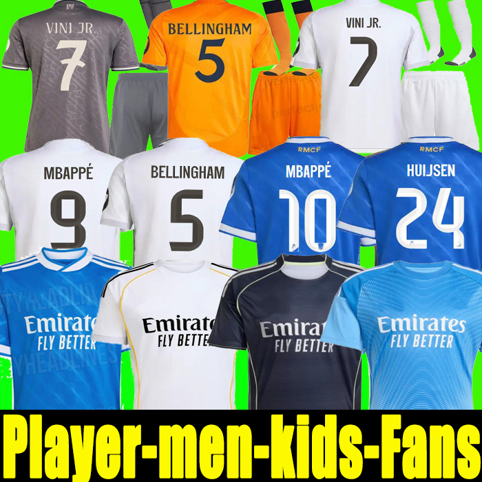 25 26 Real MadridSoccer Jerseys RODRGO Bellingham Camiseta Football Jerseys VINI JR ARDA GULER Mbappe Retro RAUL ZIDANE Football Shirt Tracksuit men kids kit S-4XL