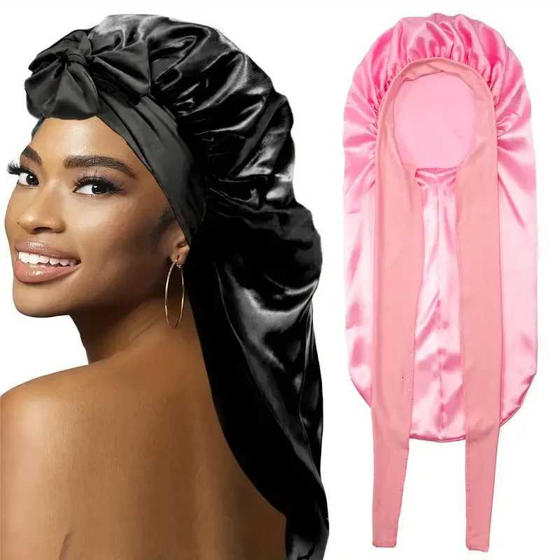 Silky Sleep Bonnet for Straight Curly Hair Long Extra Large Hair Bonnets for Dreadlocks and Braids Satin Sleeping Caps Night 2pcs Z250808