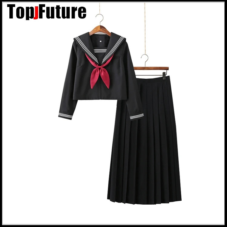 Basic JK uniform dress orthodox black Guanxi Lapel improved white three sailor suit Japanese summer student SCHOOL UNIFORM 250729