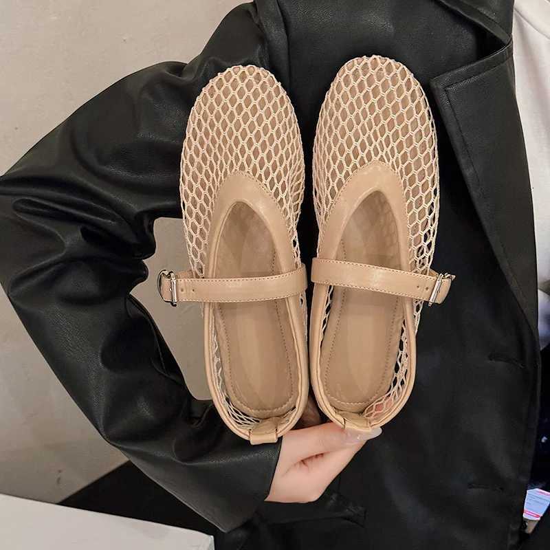 Breathable Mesh Black Ballet Shoes for Women Spring Summer Fashion Flats Soft Sole Round Toe Girls Daily Walking Street Sandals W250808