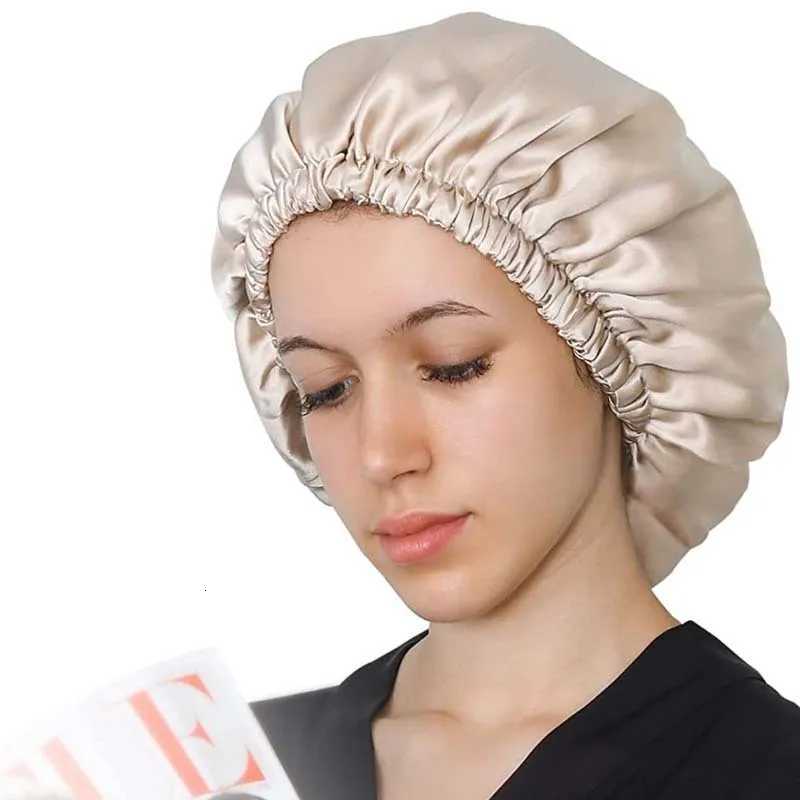 Birdtree Mulberry Silk Bonnet Women Double Layer Sleeping Night Cap Pure Hair Wrap Elastic Headwrap A34324M Z250808