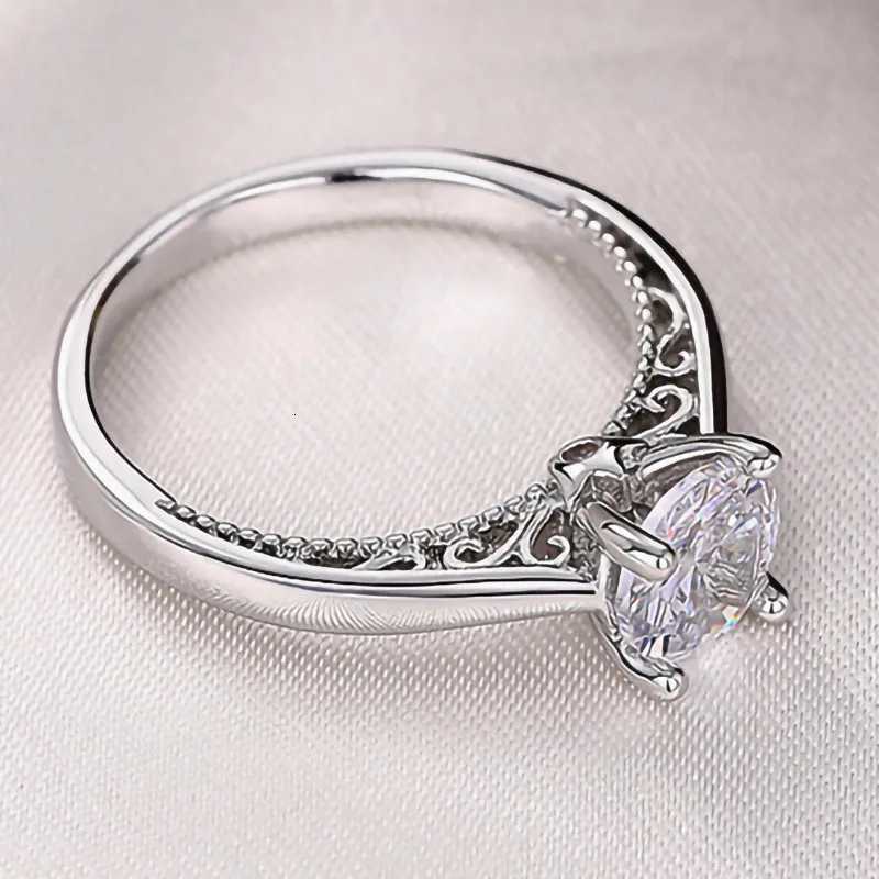 925 Sterling Silver 4 Claw Setting Cubic Zirconia Rings Luxury Wedding Accessories for Women Silver Color High-Quality Jewelry Y250808