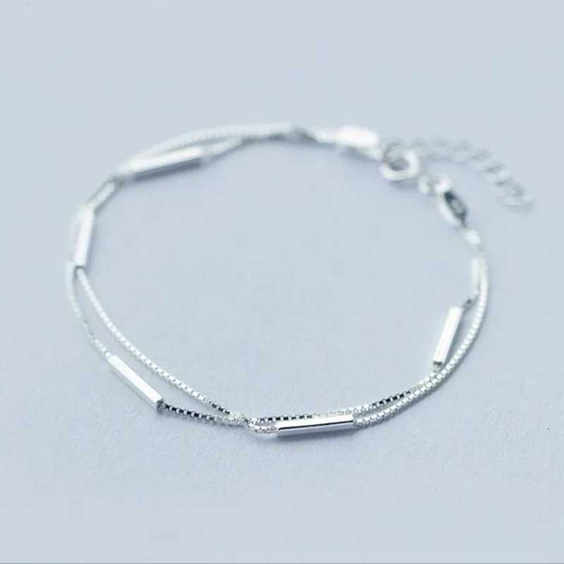 Personality New Art 925 Sterling Silver Jewelry Female Simple Bar Round Stick Double High-Quality Popular Bracelet SL003 Z250807