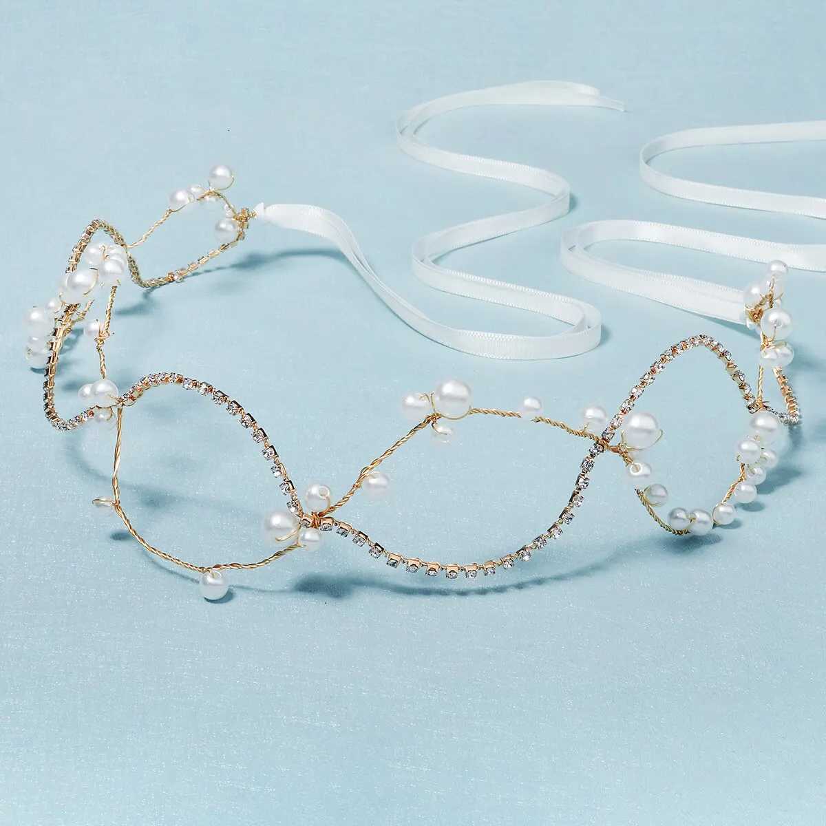 Bridal Heaear Rhinestone Pearl Band Tiara Wedding Hair Accessories for Women Hair Jewelry Piece Bridesmaid Gift Y250808