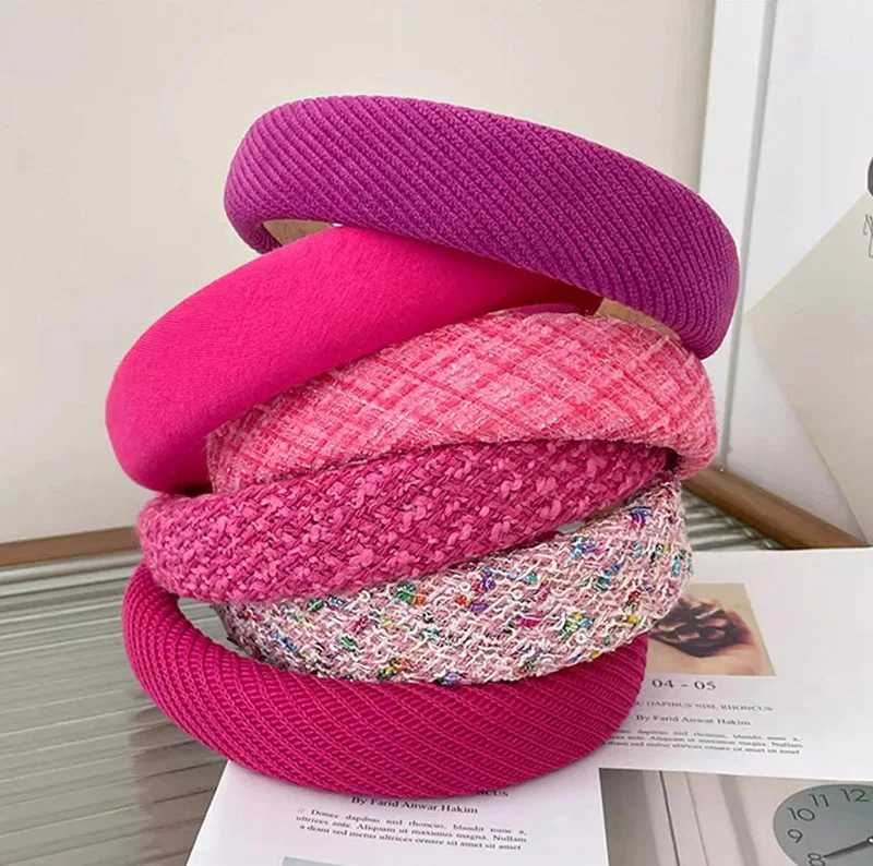 Rose Wide-brimmed Sponge Hair Band Wen Fairy Temperament Band Tweed Hoop Haiand Princ Girls Hair Accessories Y250808