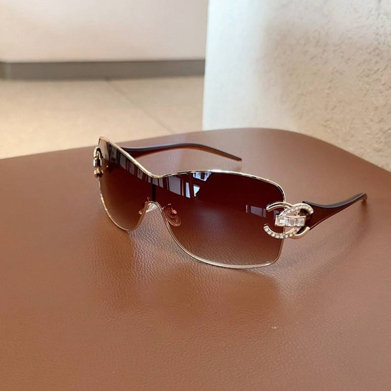 Designer Sunglasses 2025 New Luxury Sunglasses Large Frame Sunglasses Double C Diamond-Studded Trendy Sunglasses For Women Metal Sunglasses
