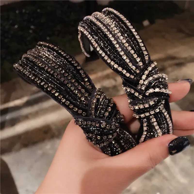 Fashion Crystal Sequins Band Hair Hoops Shiny Fl Rhinestone Diamond Knotted Hair Accessories Knot Alloy Hear Wholes Y250808