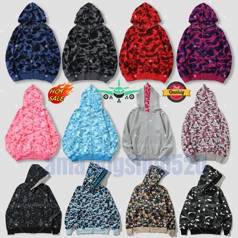 Mens Womens Hoodies Designer Hoodie Men Women Shark Print Long Sleeve Zip Up Sweatshirt Casual Streetwear Fashion Clothing Daily Outfit Size S-3ML