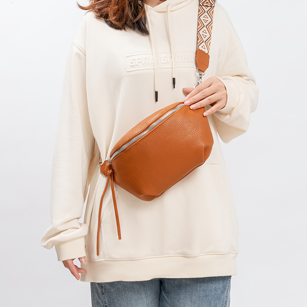 Free Shipping Designer Bag PU Leather Chest Luxury Bag Bag Crossbody For Women, Large Capacity Pleated Waist Bag, Casual Travel Zipper Small Backpack