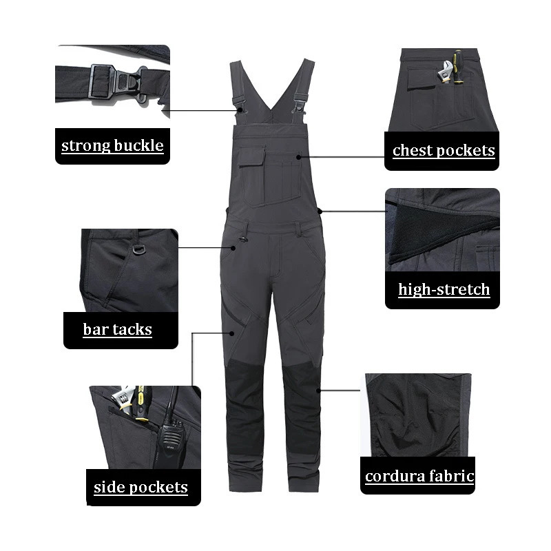 High Stretch Oxford Overalls Men Workwear Multi Pockets Jumpsuit for Work Workshop Repairman Uniform 250804