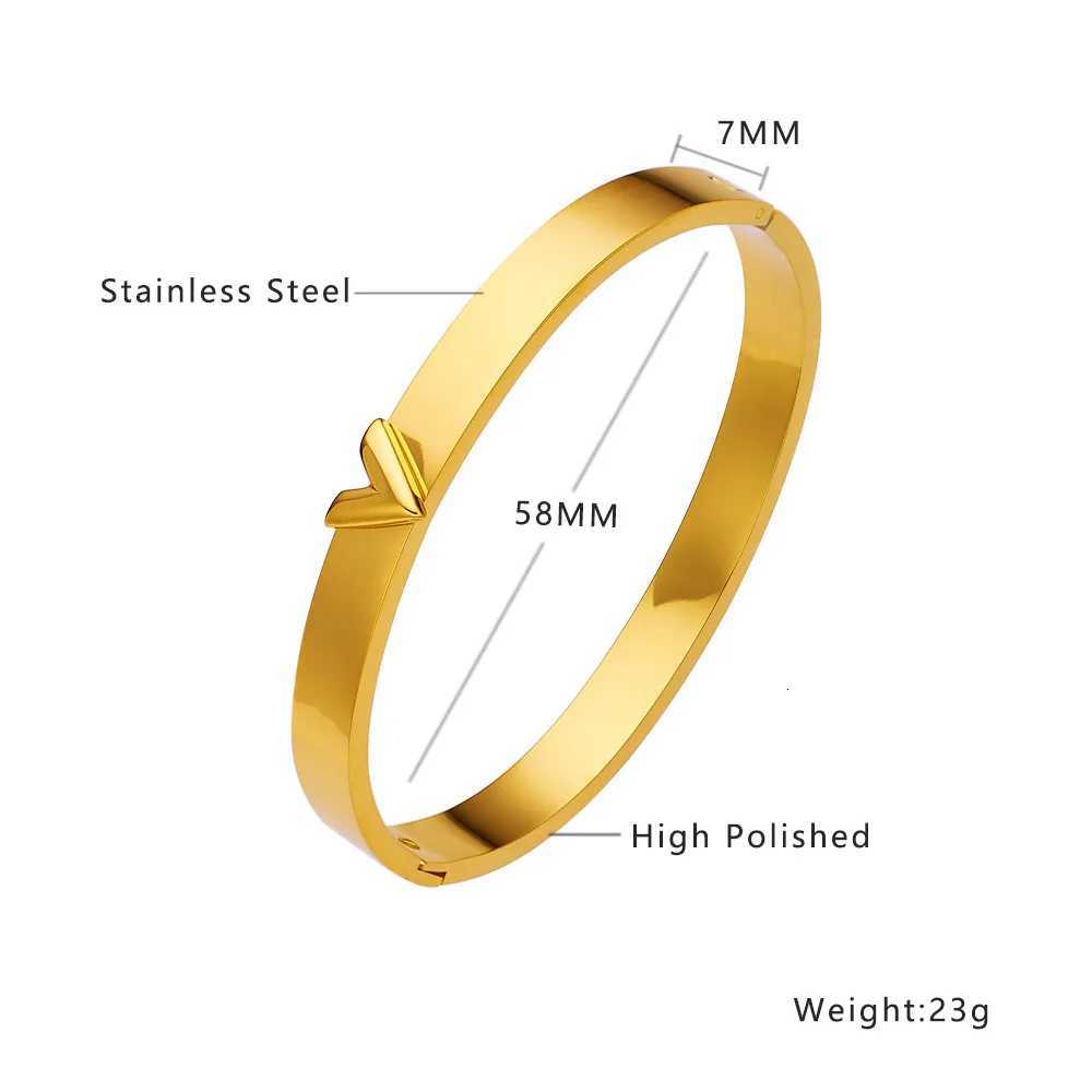 Yupsk Classic Smooth Stainless Steel Letter V Bangles for Women Men Fashion Wide Bracelet Couple Waterproof Jewelry Gift Z250807