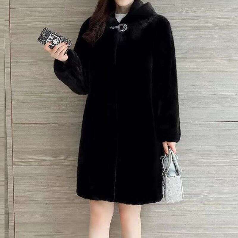 Women's Imitation Mink Women's Long Fur Coat All Mink fur coat
