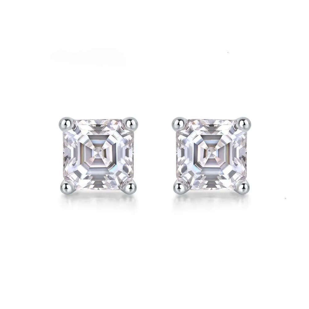 Factory Wholesale Classic Dia Four-Prong Moissanite S Sterling Sier Stud Earrings