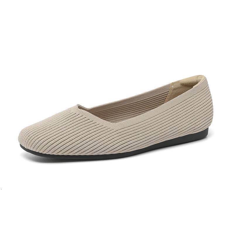 Loafer Spring 2025 New Square Head Knitted Loafers Casual Large Size 41 42 43 Flat Ballet Shoes Women ddmysaturn