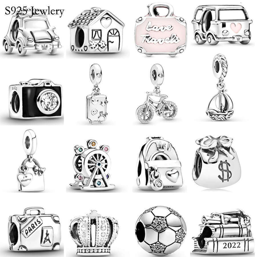 2025 NEW 925 Sterling Silver Electric Vehicle Shopping Bag Old -Style Camera Charm Suspension Suitable For Bracelet DIY Fashion Jewelry