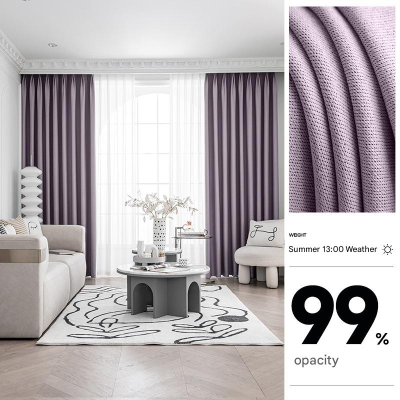 YL-36843 thick double-sided linen blackout curtain project hotel school sound insulation heat insulation blackout cotton linen curtain finished produc