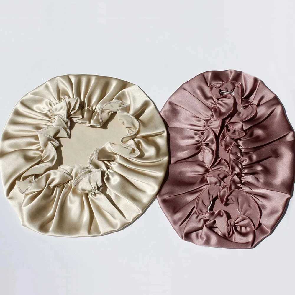 Mulberry Silk Night Sleeping Cap Bonnet Hats for Women Hair Wrap with Elastic Band 16 Momme Z250808