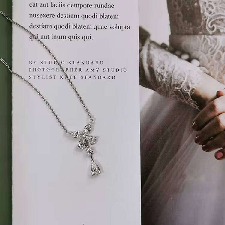 XING GUANG New Fashion Female VVS Moissanite Dia White Jewelry Gold Plated Butterfly Necklace