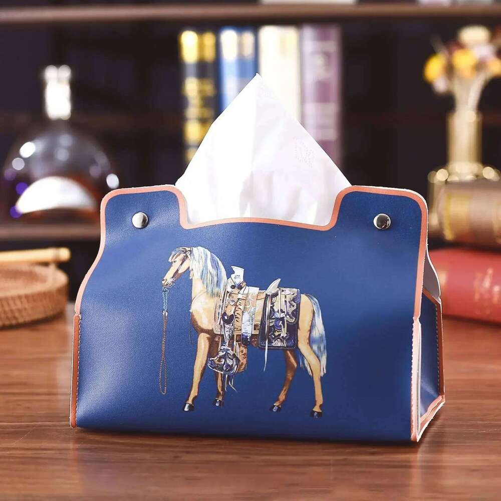 Retro Furniture Tissue Box PU Napkin Holder Desktop Bedroom Coffee Table Paper Drawer Leather Car Universal Organizer