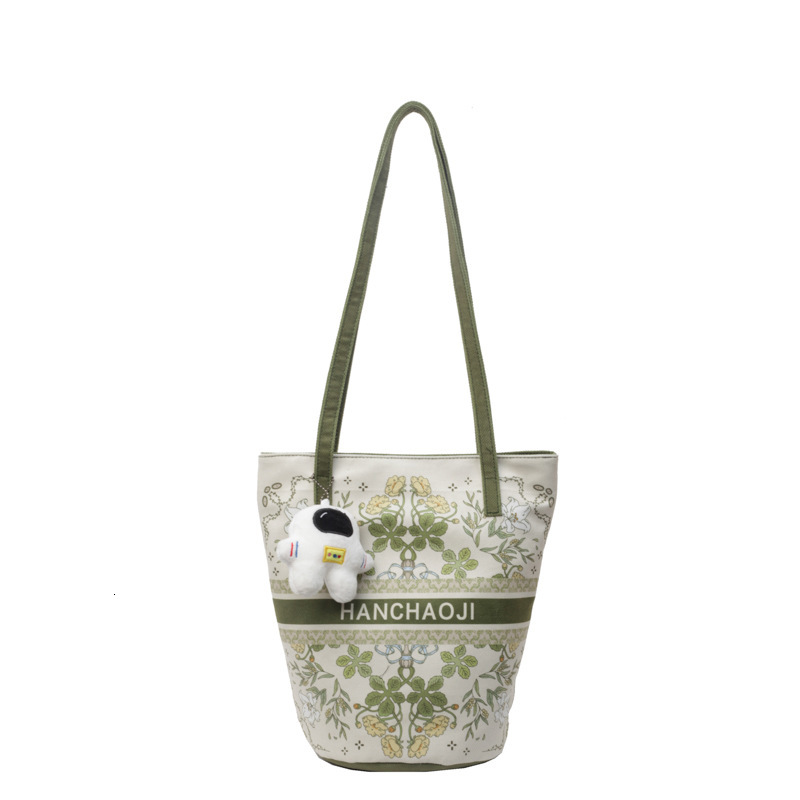 Luxury Brand Designer Bag Fashion Color-Block Bucket Bag For Women Small Floral Letter Print Shoulder Bag Ethnic Style Simple Girl Tote Bag