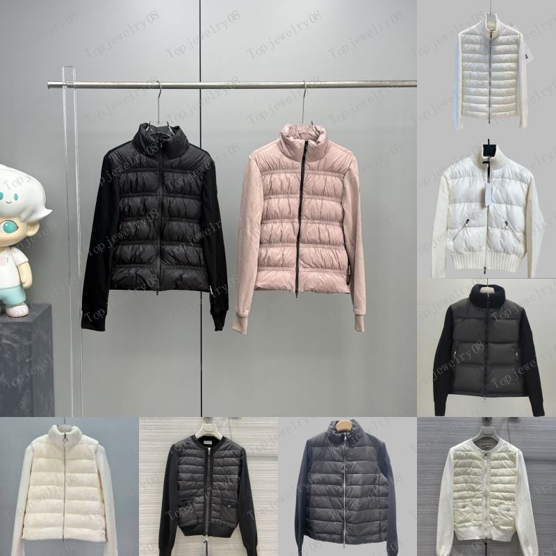 Designer Women Down Parkas Embroidered Badge Stand Collar Knitted Women warm Winter Coat Splice Sweater Lightweight Puffer Jacket Fluffy Sweater