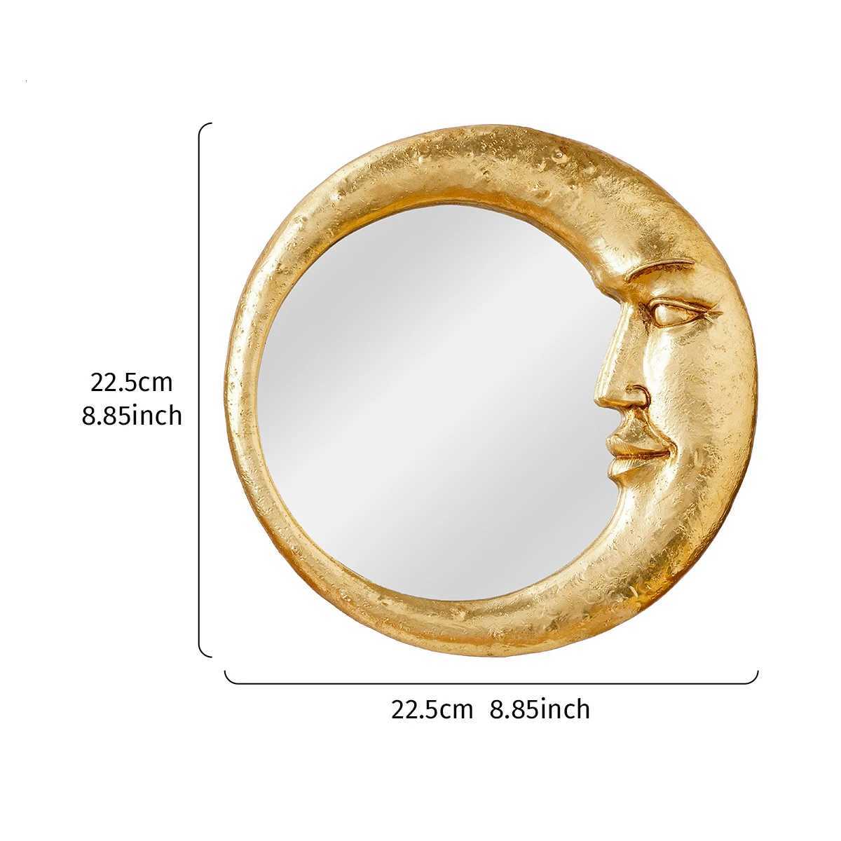 1PC resin material gold face meniscus round decorative hanging mirror decorative home art pendant creative makeup mirror. Z250807