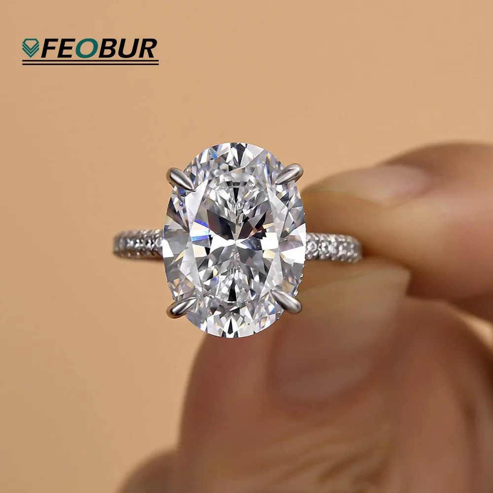 Certified 8CT Oval Engagement Ring for Women Big Lab Diamond Rings 925 Sterling Silver Wedding Band Jewelry 250717