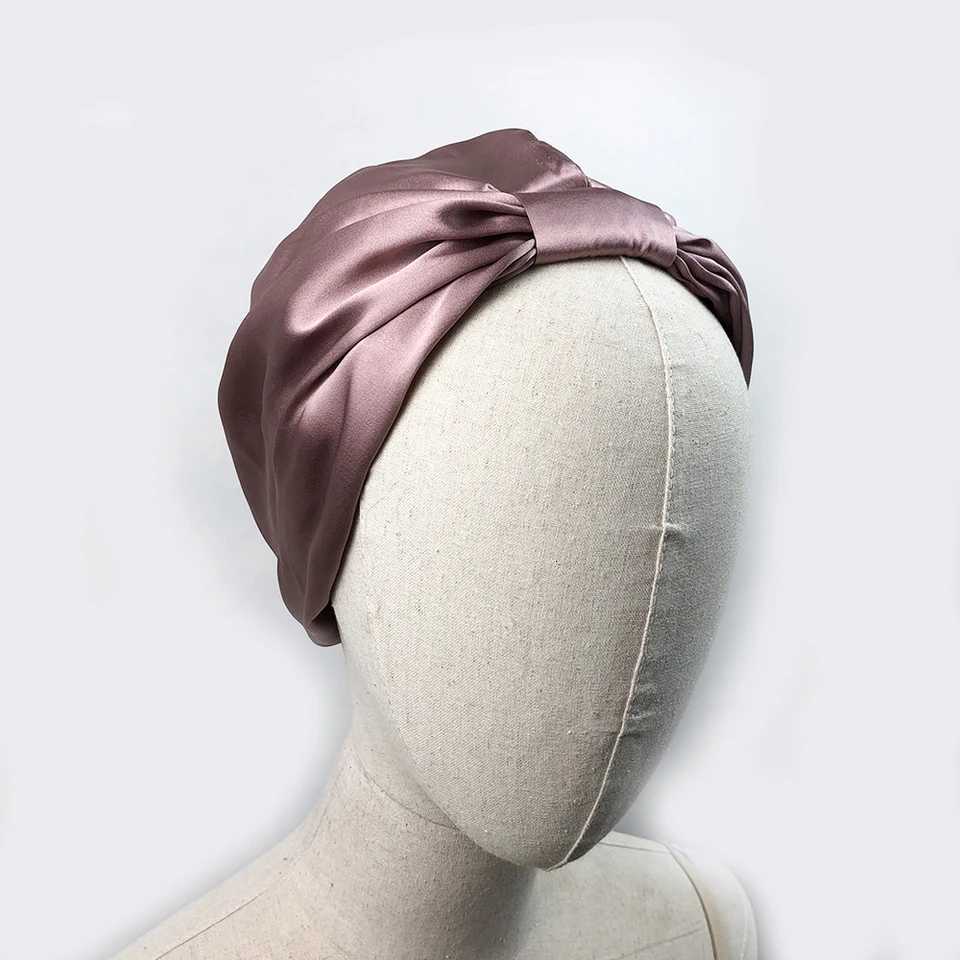Women Sleep Hat Soft Pure Silk Charmeus Night Sleep Cap Hair Bonnet Silk Comfortable Head Cover Wide Elastic Band Hair Loss Cap Z250808