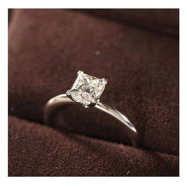 Fashion Jewelry Simple Women Wedding Sterling Sier 1ct VVS Moissanite Dia Princess Cut Engagement Ring