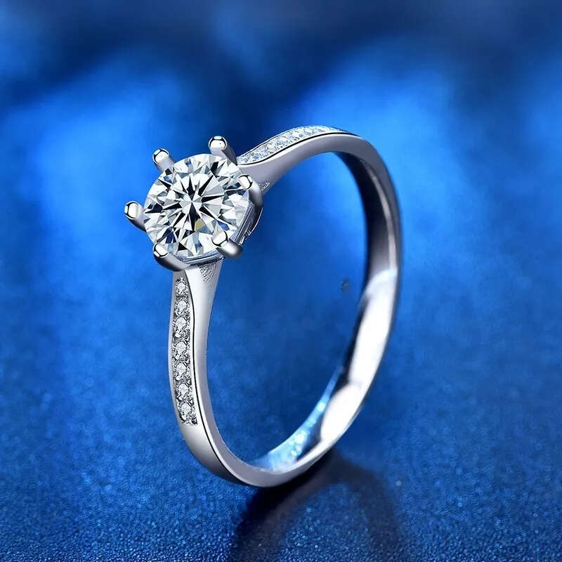 Claissc 1.0 Ct D Color Pass Dia Test Excellent Cut 6 Prong Ring Sier Moissanite Rings Women Jewelry