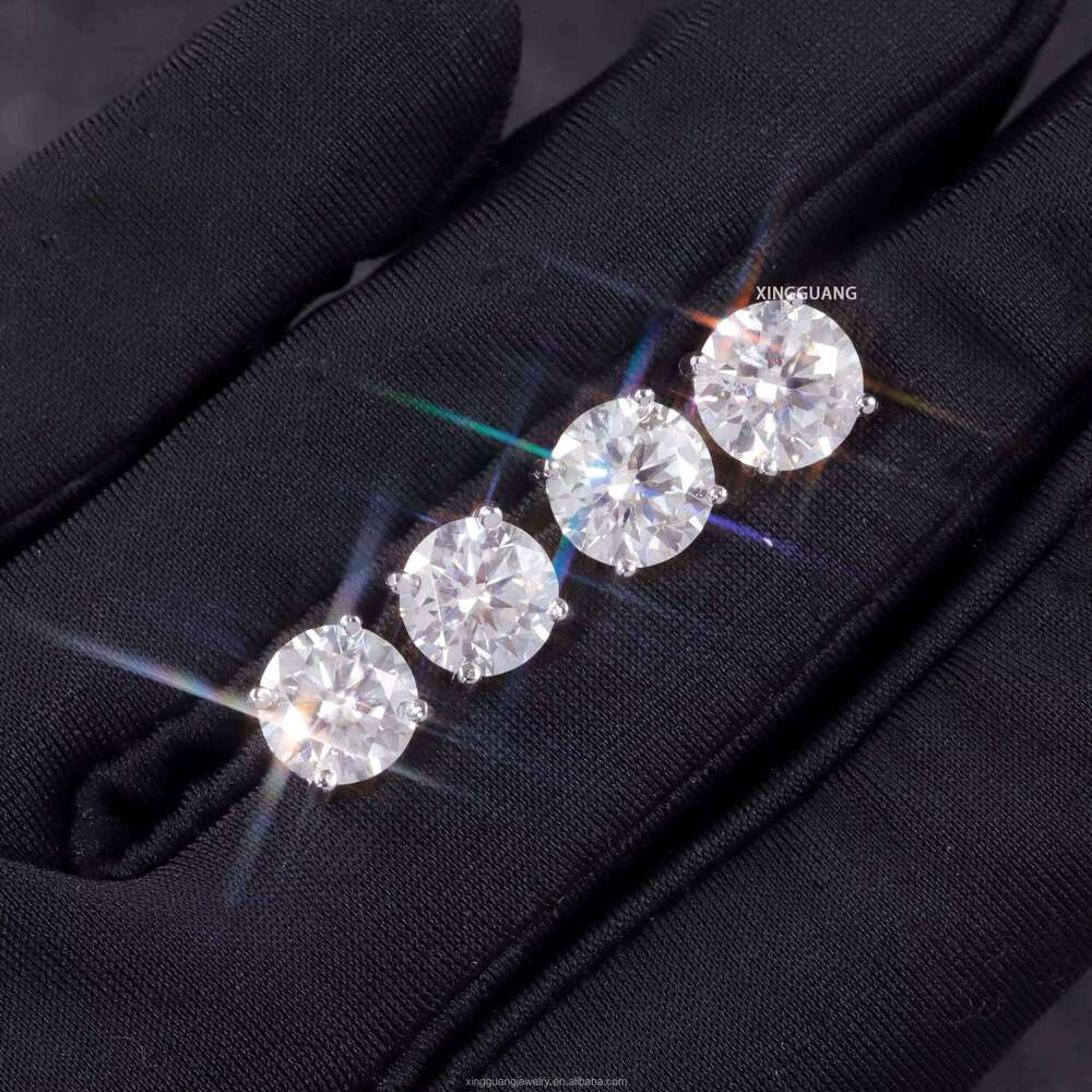 XG Fine Jewelry 4 Claws Vvs Moissanite Stud Earrings Push Back Pass Dia Tester Sier Women Men