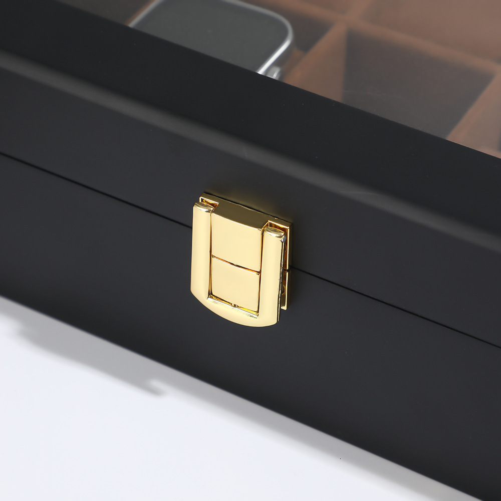 High-end Lacquer 12-slot Watch Display Box Black Matte Jewelry Storage Box Large Capacity Flip Cover Window Watch Box 241018