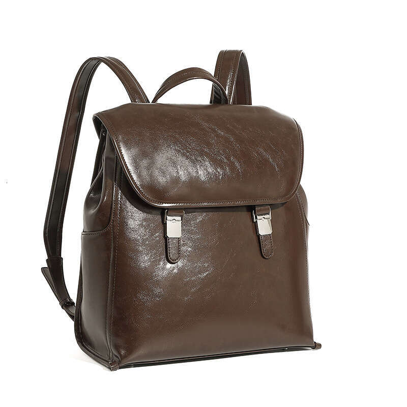 Genuine Leather Unisex Casual Handbag Fashion Simple Large Capacity Business Travel Laptop Backpack Cowhide Women's Bag