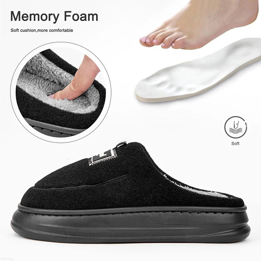 plus size mens house slippers fuzzy comfy memory foam soft couple shoes non-slip winter warm plush slippers 250730