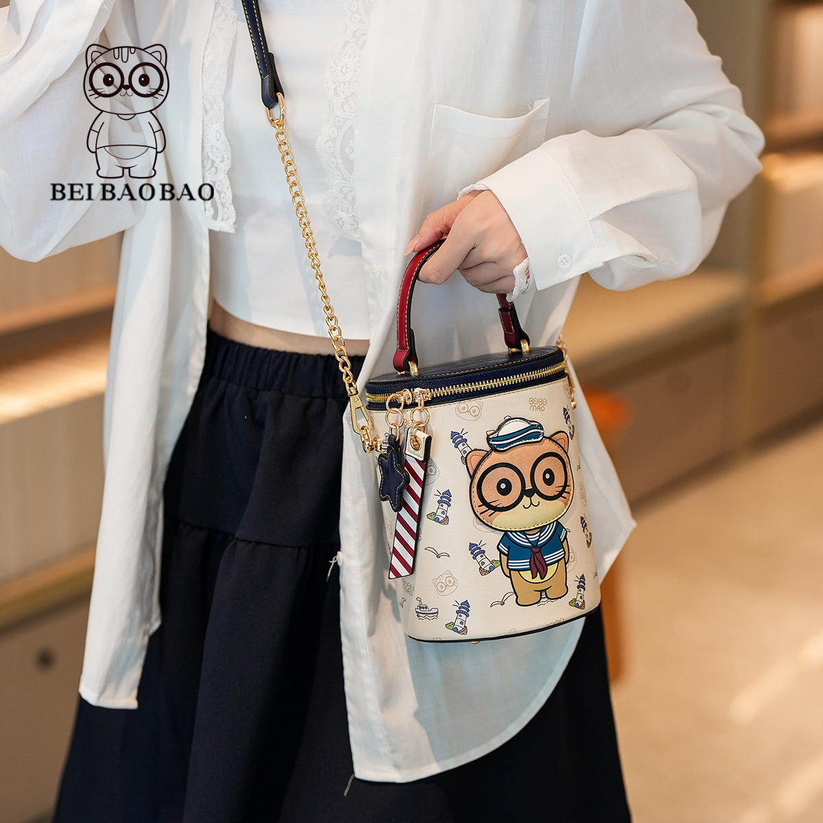 New Cartoon Cat Design Handbag Trendy Women's Crossbody Shoulder Bag ddmymoon