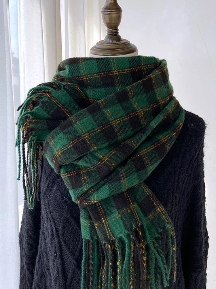 Sweet Vintage Scarf Headscarf Winter Women Ladies Men Preppy Plaid Scarve Soft Pashmina Mujer Male Foulard Wrap Shawl Unisex 250807